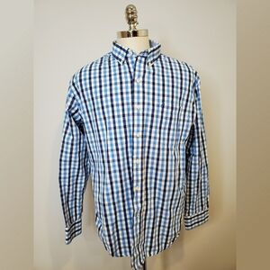 Izod Blue Check Button Down Oxford
